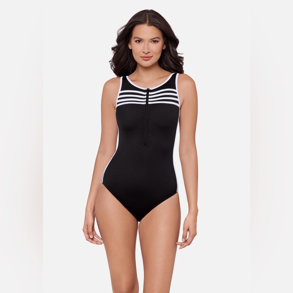 Miraclesuit Speed One Piece in Liquid Sculpt Zippered Swimsuit
